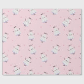 Schattige spookpatroon op roze achtergrond cadeaupapier (Vlak)