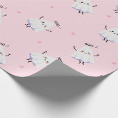 Schattige spookpatroon op roze achtergrond cadeaupapier (Hoek)