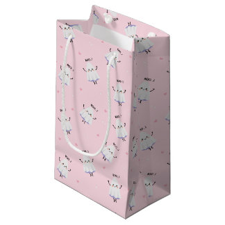 Schattige spookpatroon op roze achtergrond klein cadeauzakje