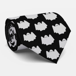 Schattige spookpatroon zwart-wit halloween stropdas