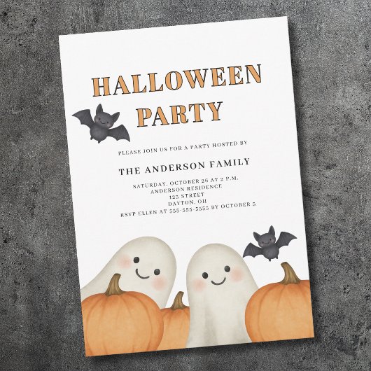 Schattige spookpompoen Halloween-feest Kaart