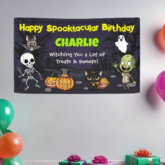 Schattige Spooktacular Halloween Monster Fun Verja Spandoek