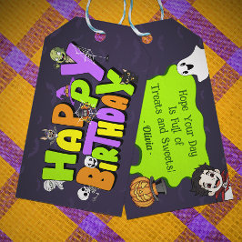 Schattige Spooktacular Halloween Monster Gelukkige Cadeaulabel