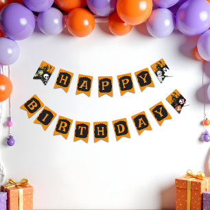 Schattige Spooktacular Halloween Monster Happy Bir Vlaggetjes