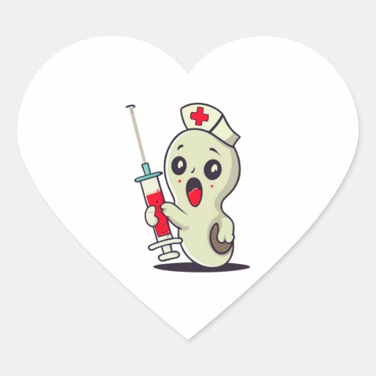 Schattige spookverpleegster die injectie vasthoudt hart sticker (Voorkant)
