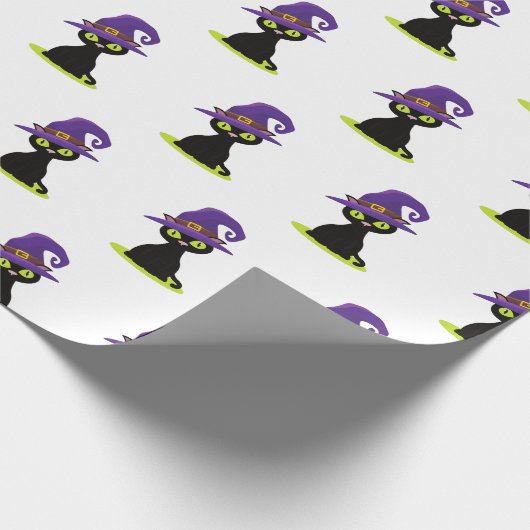 Schattige Spooky Black Cat Fun Halloween Pattern Cadeaupapier (Hoek)