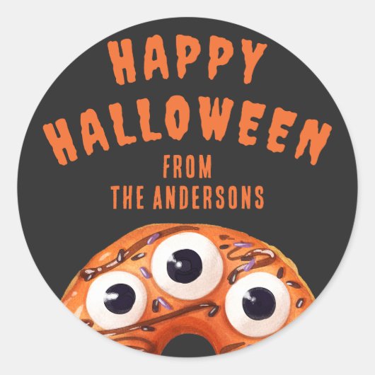 Schattige Spooky Cookie Halloween Sinaasappel Zwar Ronde Sticker (Voorkant)