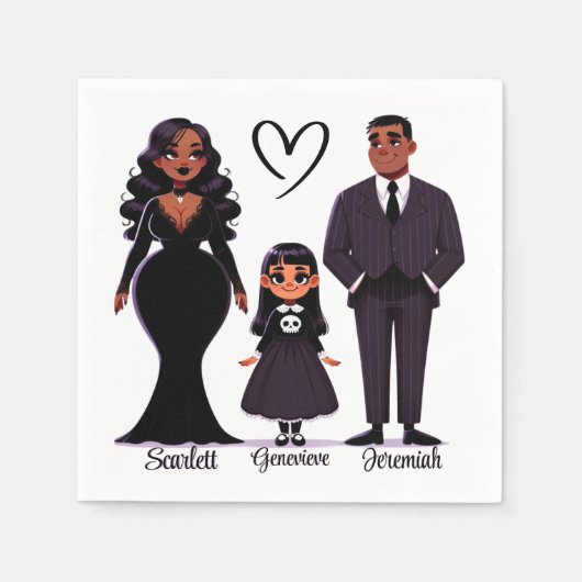 Schattige & Spooky Gepersonaliseerde Familie Hallo Servet (Voorkant)