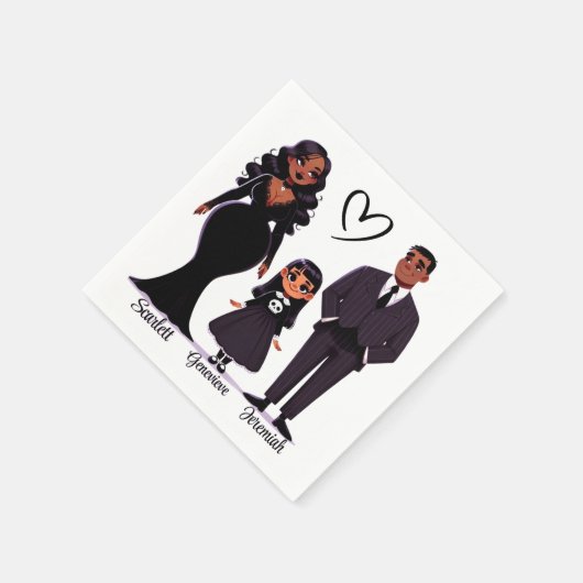 Schattige & Spooky Gepersonaliseerde Familie Hallo Servet (Hoek)