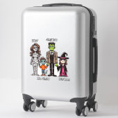 Schattige & Spooky Gepersonaliseerde Familie Hallo Sticker (Koffer)