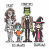 Schattige & Spooky Gepersonaliseerde Familie Hallo Sticker (Voorkant)