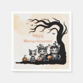 Schattige Spooky Gestreepte Halloween Ghost Kitten Servet (Voorkant)