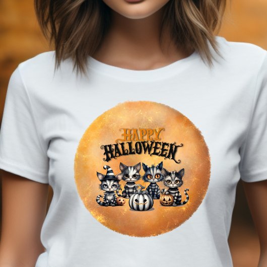 Schattige Spooky Gestreepte Halloween Kittens T-shirt