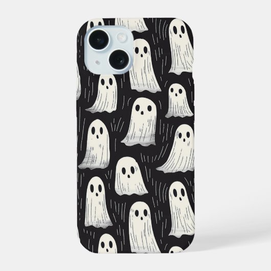 Schattige Spooky Ghost Halloween Pattern iPhone 15 Case (Achterkant)