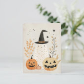 Schattige & Spooky Ghost met Jack-o'-Lanterns Hall Briefkaart (Staand voorkant)