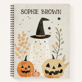 Schattige & Spooky Ghost met Jack-o'-Lanterns Hall Notitieboek
