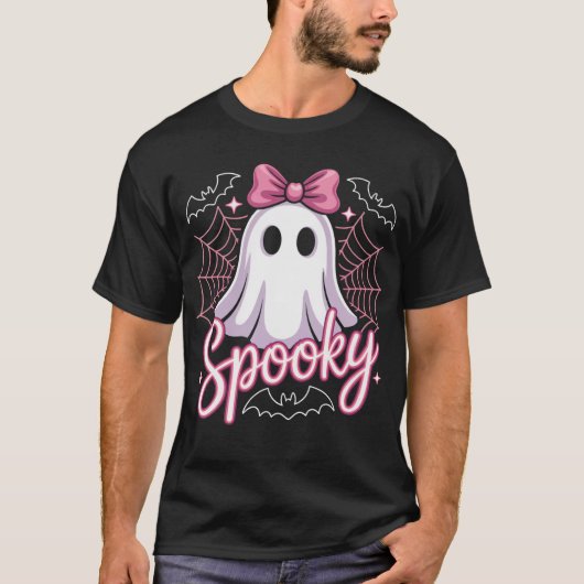 Schattige Spooky Ghost Shirt | Pink Bow Pastel Hal (Voorkant)