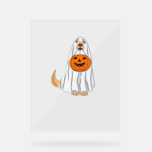 Schattige Spooky Golden Retriever Ghost Classic T- Acryl Bord (Voorkant)