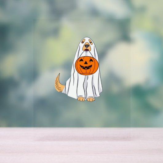 Schattige Spooky Golden Retriever Ghost Classic T- Acryl Bord (Neutraal)