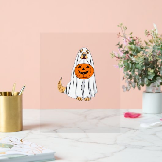 Schattige Spooky Golden Retriever Ghost Classic T- Acryl Bord (Huwelijk)