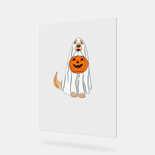 Schattige Spooky Golden Retriever Ghost Classic T- Acryl Bord (Hoek)