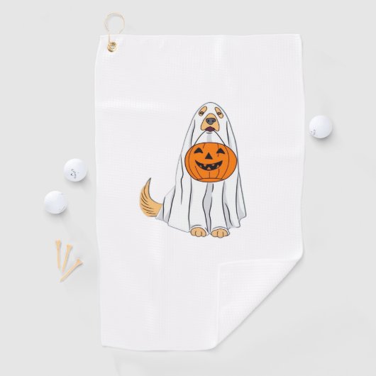 Schattige Spooky Golden Retriever Ghost Classic T- Golfhanddoek (Insitu)