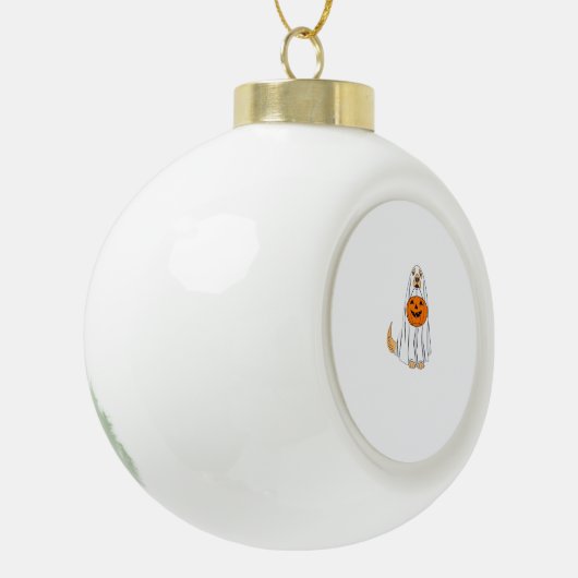 Schattige Spooky Golden Retriever Ghost Classic T- Keramische Bal Ornament (Links)
