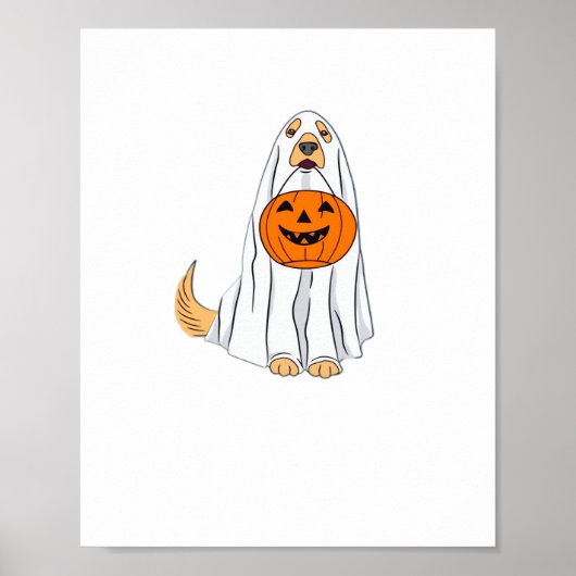 Schattige Spooky Golden Retriever Ghost Classic T- Poster (Voorkant)