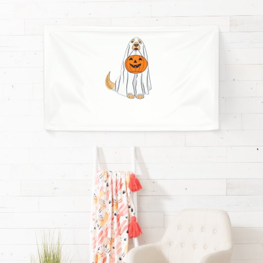 Schattige Spooky Golden Retriever Ghost Classic T- Spandoek (Insitu)
