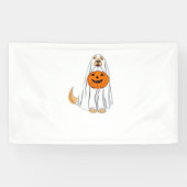 Schattige Spooky Golden Retriever Ghost Classic T- Spandoek (Horizontaal)