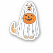 Schattige Spooky Golden Retriever Ghost Classic T- Sticker (Voorkant)