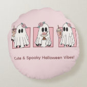 Schattige & Spooky Halloween Kawaii Party Rond Kussen (Achterkant)