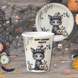 Schattige Spooky Halloween Kitten Papieren Bekers