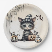 Schattige Spooky Halloween Kitten Papieren Bordje (Voorkant)