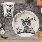 Schattige Spooky Halloween Kitten Papieren Bordje