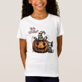 Schattige Spooky Halloween Kitten Pompoen T-shirt (Voorkant)