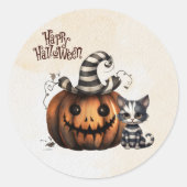 Schattige Spooky Halloween Kitten Ronde Sticker (Voorkant)