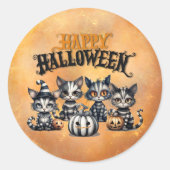 Schattige Spooky Halloween Kitten Ronde Sticker (Voorkant)