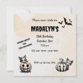 Schattige Spooky Halloween Kitten Verjaardagsfeest Kaart (Achterkant)