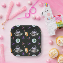 Schattige Spooky Halloween Party Papieren Bordje