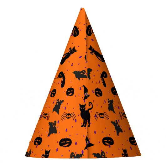 Schattige, Spooky Halloween Pattern Sinaasappel en Feesthoedjes (Achterkant)