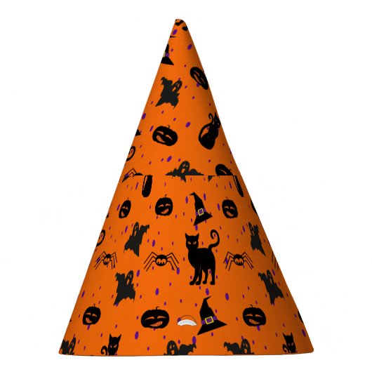 Schattige, Spooky Halloween Pattern Sinaasappel en Feesthoedjes (Rechts)