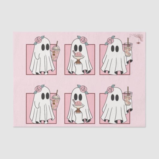 Schattige & Spooky Halloween Tissue Papier – Kawai (Voorkant)