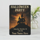 Schattige Spooky Haunted House - Halloween Uitnodi Kaart (Staand voorkant)