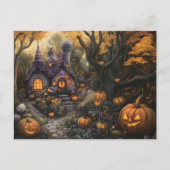 Schattige Spooky House en Halloween pompoen patch Briefkaart (Voorkant)