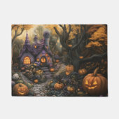 Schattige Spooky House en Halloween pompoen patch Deurmat (Voorkant)