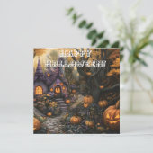 Schattige Spooky House en Halloween pompoen patch Feestdagenkaart (Staand voorkant)