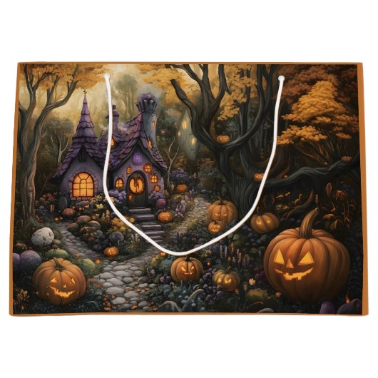 Schattige Spooky House en Halloween pompoen patch Groot Cadeauzakje (Voorkant)
