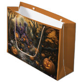 Schattige Spooky House en Halloween pompoen patch Groot Cadeauzakje (Voorkant Gekanteld)