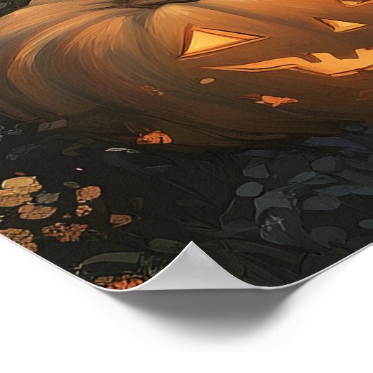 Schattige Spooky House en Halloween pompoen patch Poster (Hoek)